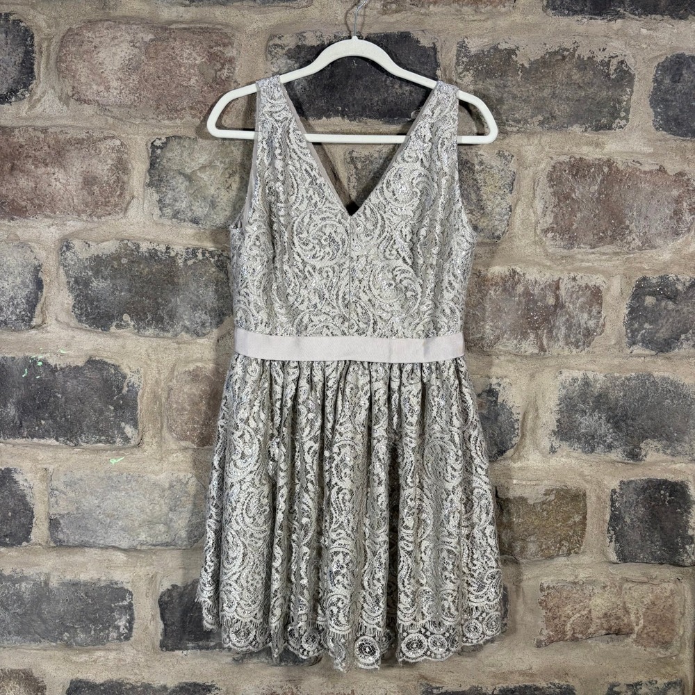 Robert Rodriguez Dress Size 10 Sleeveless‎ Lace Metallic Party Cocktail Formal